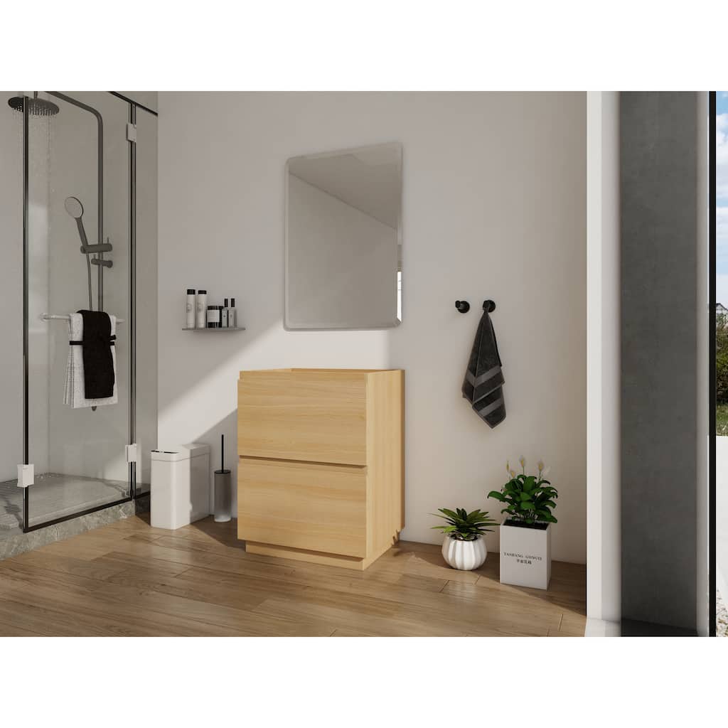 GDFStudio - Geneva Modern Wall-Mounted Bathroom Vanity Set with 2 Soft Close Drawers, Sink NOT INCLUDED