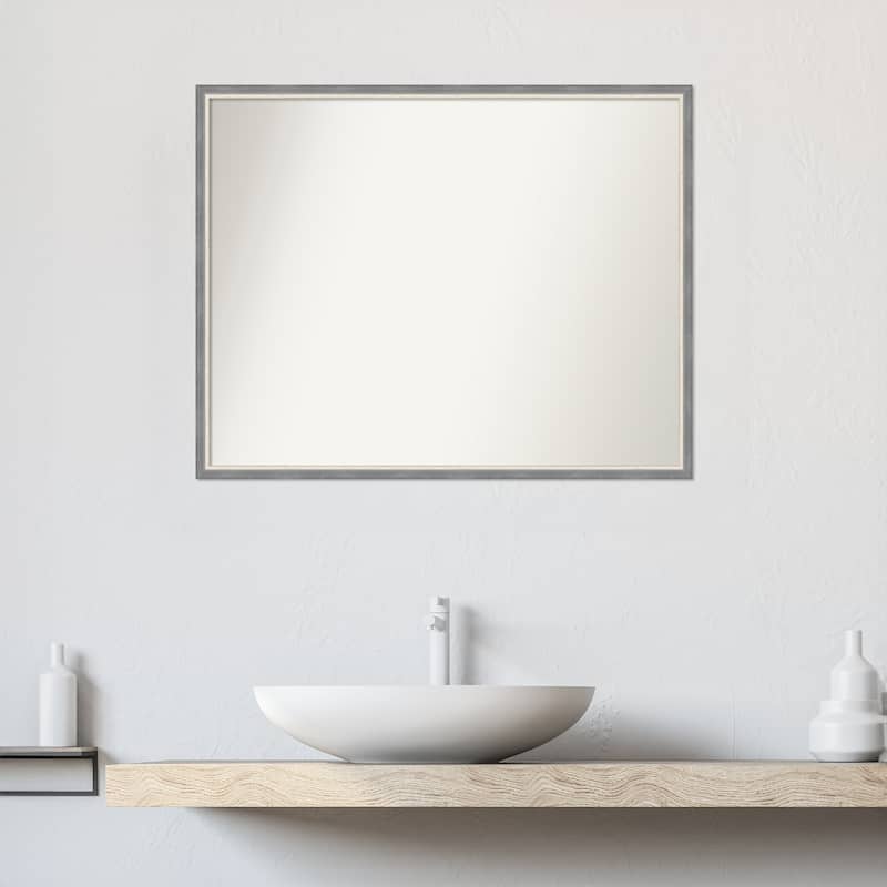 Theo Narrow Non-Beveled Wood Framed Bathroom Vanity Wall Mirror