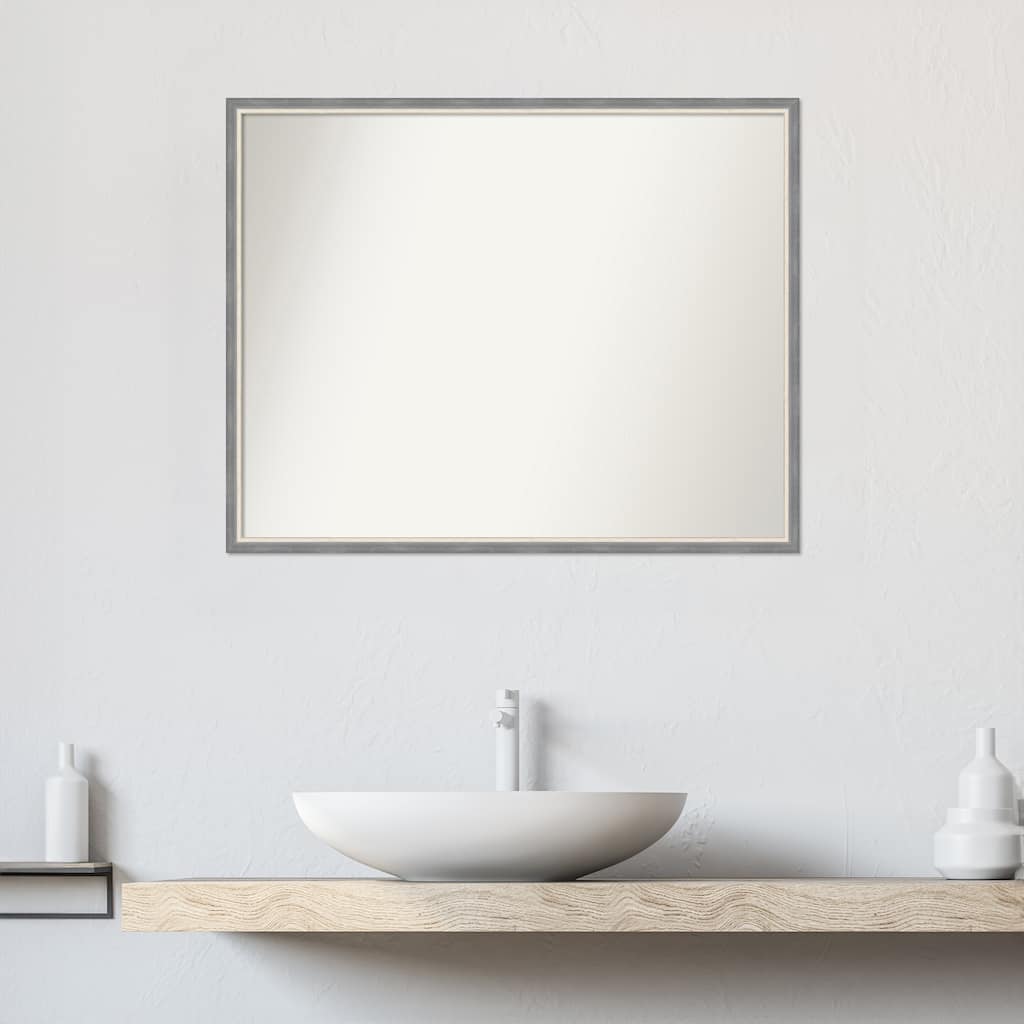 Theo Narrow Non-Beveled Wood Framed Bathroom Vanity Wall Mirror
