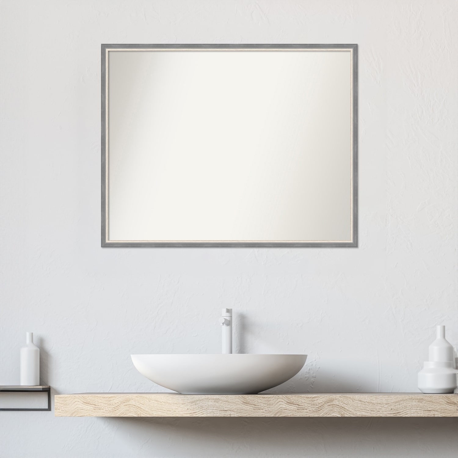 Theo Narrow Non-Beveled Wood Framed Bathroom Vanity Wall Mirror