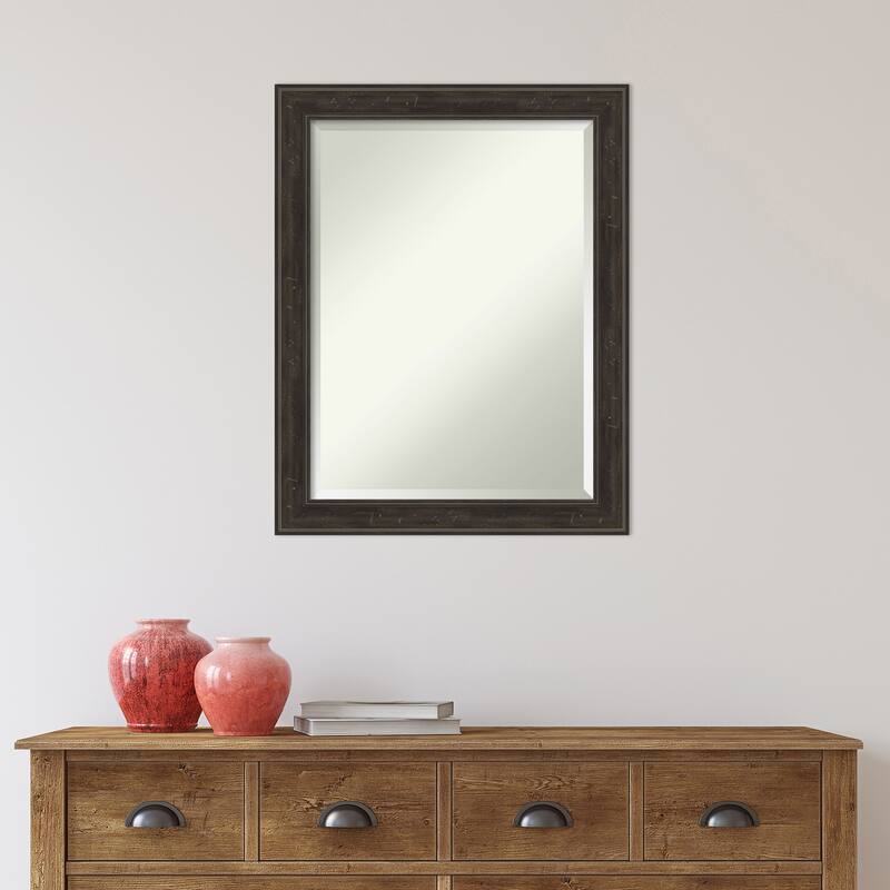 Beveled Bathroom Wall Mirror - Shipwreck Greywash Narrow Frame