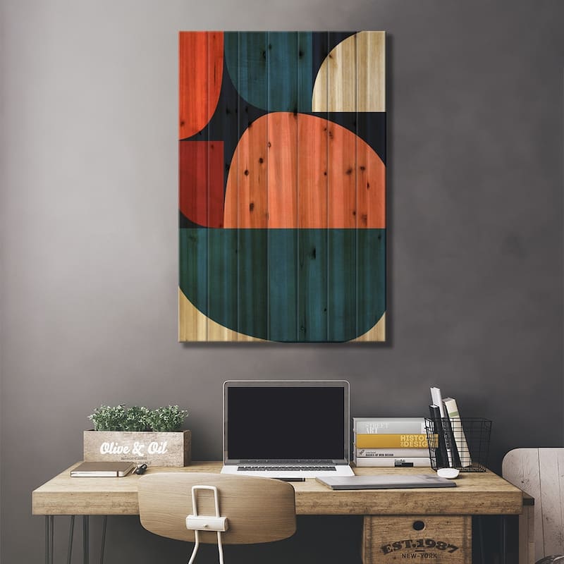 Mid Century Modern X Print On Wood by Ana Rut Bré - Multi-Color