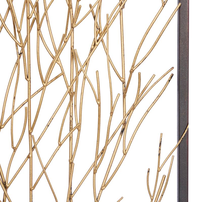 Black Metal Branch Tree Home Wall Decor with Metallic Copper, Silver, and Gold (Set of 3)
