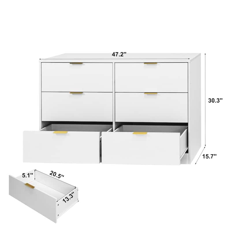 Simply Modern 6-Drawer Dresser, Chest of Drawers for Bedroom, Living Room, Hallway, and Entryway - Large Storage Cabinet