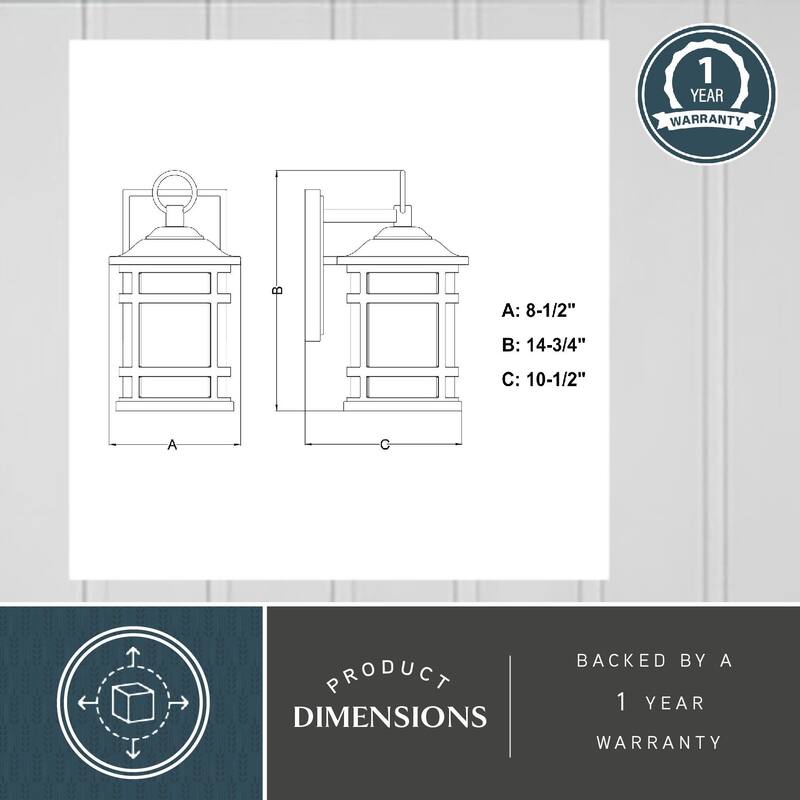 Southport Rust Proof 1 Light Black Coastal Outdoor Wall Lantern Clear Glass - 8.5-in W x 14.75-in H x 10.5-in D