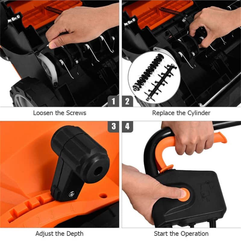 12-AMP Corded Electric Scarifier & Dethatcher 13" Cutting Width with 40L Grass Collection Bag - 40" x 20" x 40"