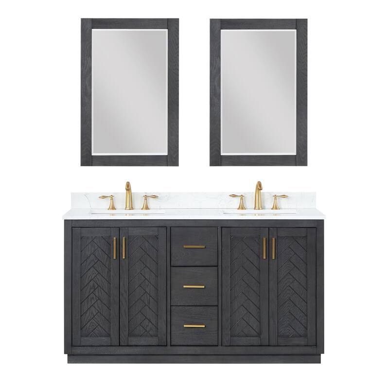 Altair Gazsi Bathroom Vanity with Composite Stone Countertop with Mirror