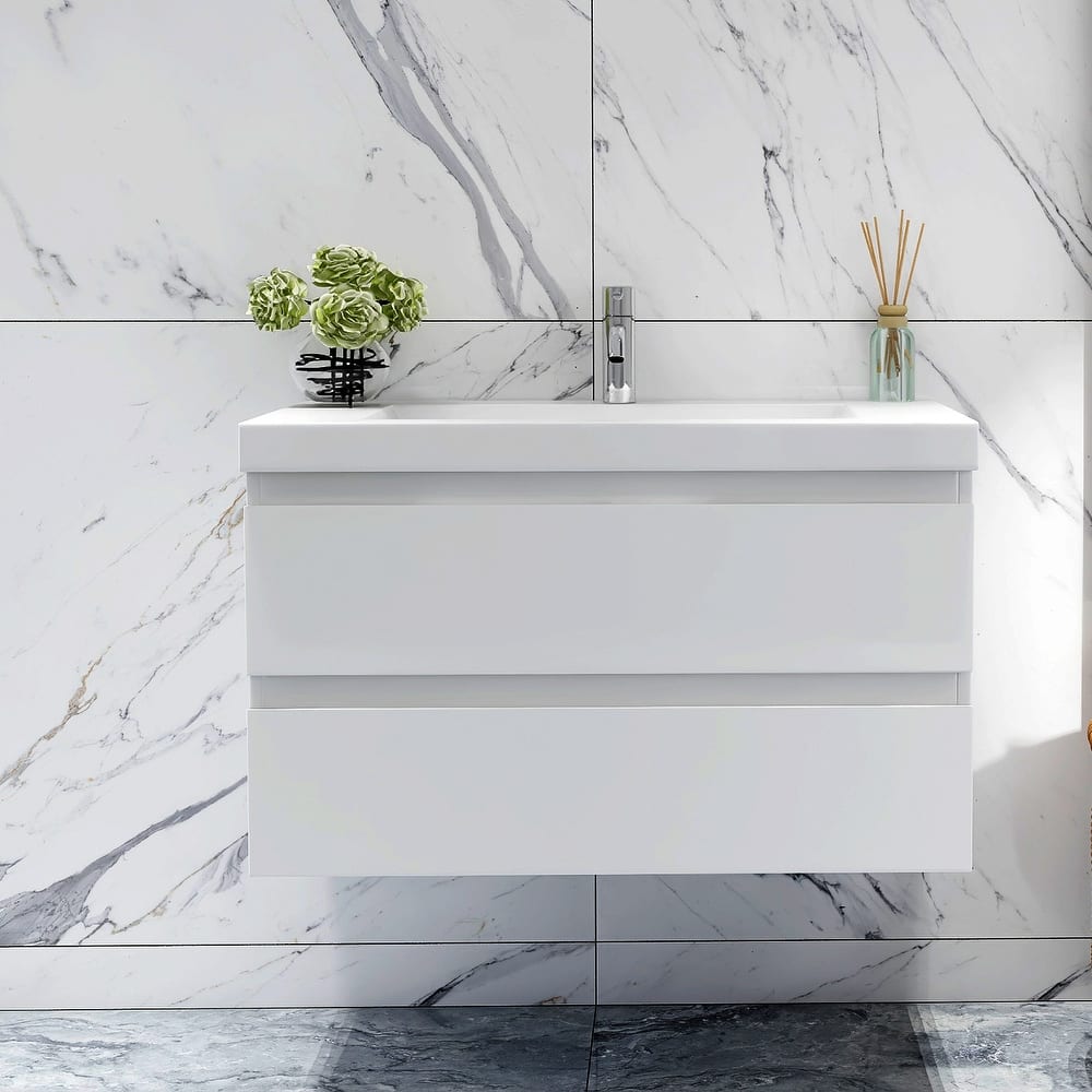 Floating Bathroom Vanity with Resin Top