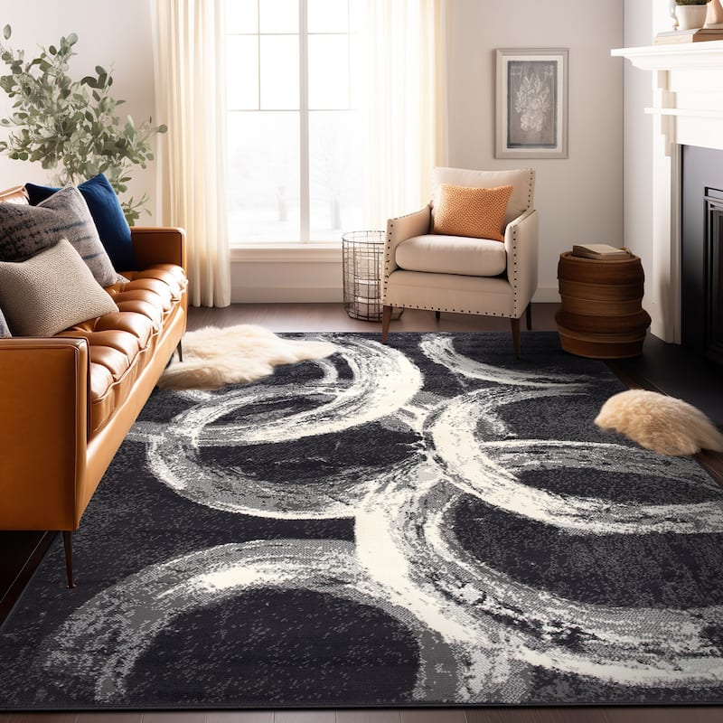 World Rug Gallery Contemporary Abstract Circles Area Rug