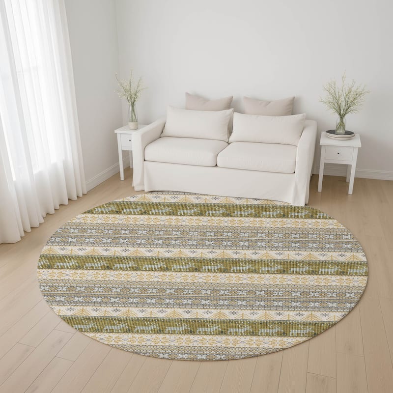Premium Washable Super Soft Chritmas Stripes Mayfield Rug - Gray - 8' x 8'