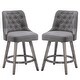 preview thumbnail 21 of 24, HOMYKA Tufted Swivel Bar Stool with Wood Grain Chair Legs Set of 2