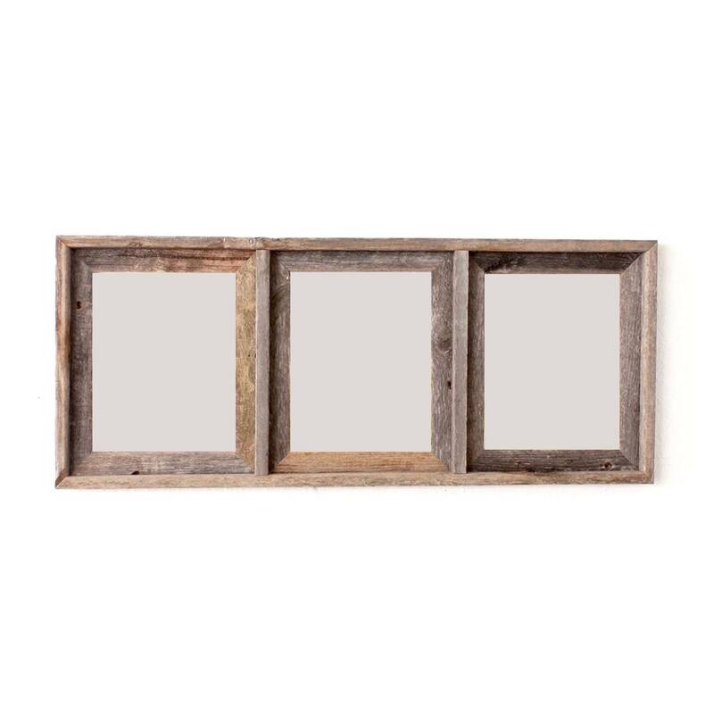 HomeRoots 8" x 10" Gray Distressed Solid Wood Hanging Picture Frame