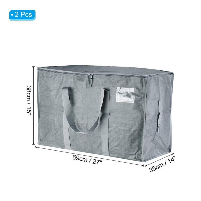 2 Pcs Extra Large Moving Bags with Handles and Zipper - Grey