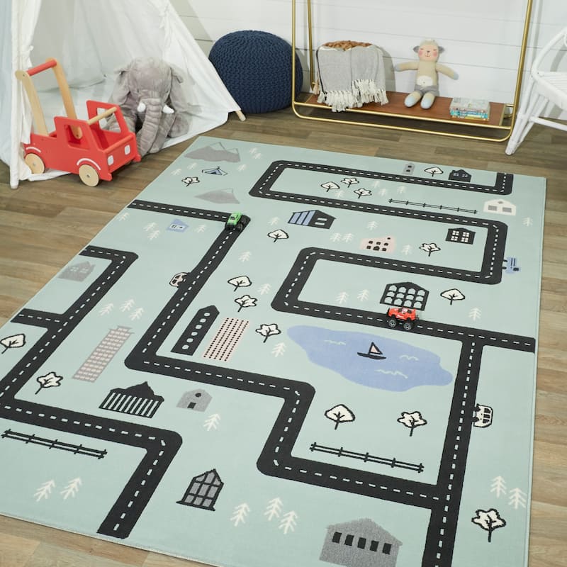 Mod-Tod Urban Adventure Road Map Kids' Rug