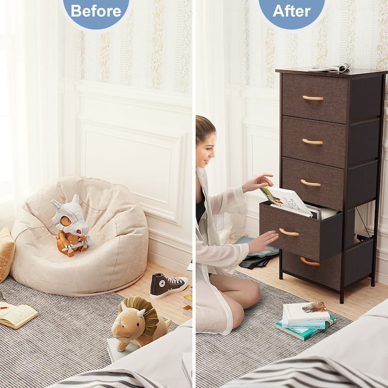 Crestlive Products Household 5-Drawer Vertical Dresser Storage Chest