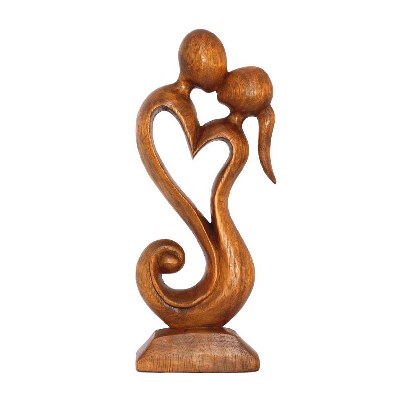 12" Wooden Handmade Abstract Sculpture Statue Handcrafted "Eternal Love" Gift Home Decor Figurine Decoration Hand Carved