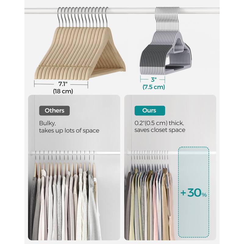 Multi-Purpose Clothes Hangers with Anti-Slip Rubber Grips Space-Saving Frame and Hook Rotation
