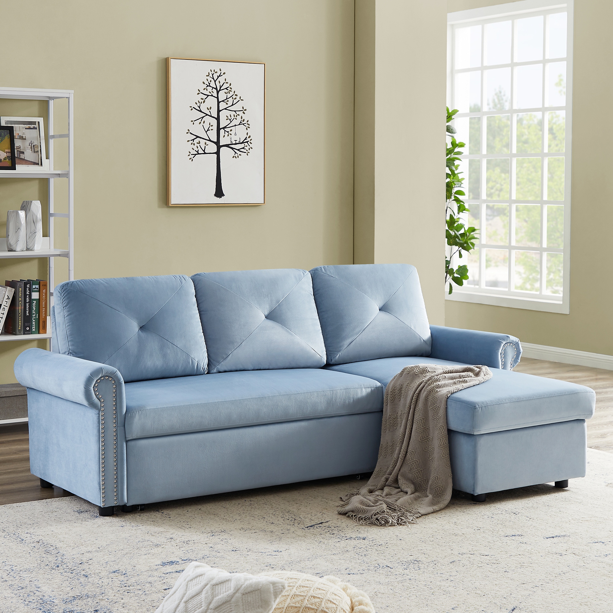 3 seater corner outlet sofa bed with storage