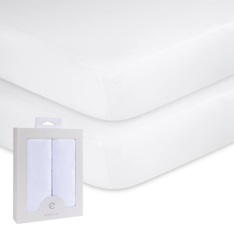 Ely's & Co. Baby Fitted Crib Sheet Set - 2 Pack - 28" x 52" - Solid White