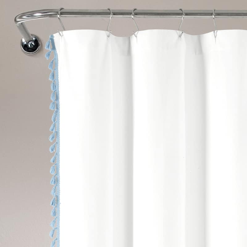 Lush Decor Boho Melora Tassel Yarn Dyed Eco-Friendly Recycled Cotton Shower Curtain Single