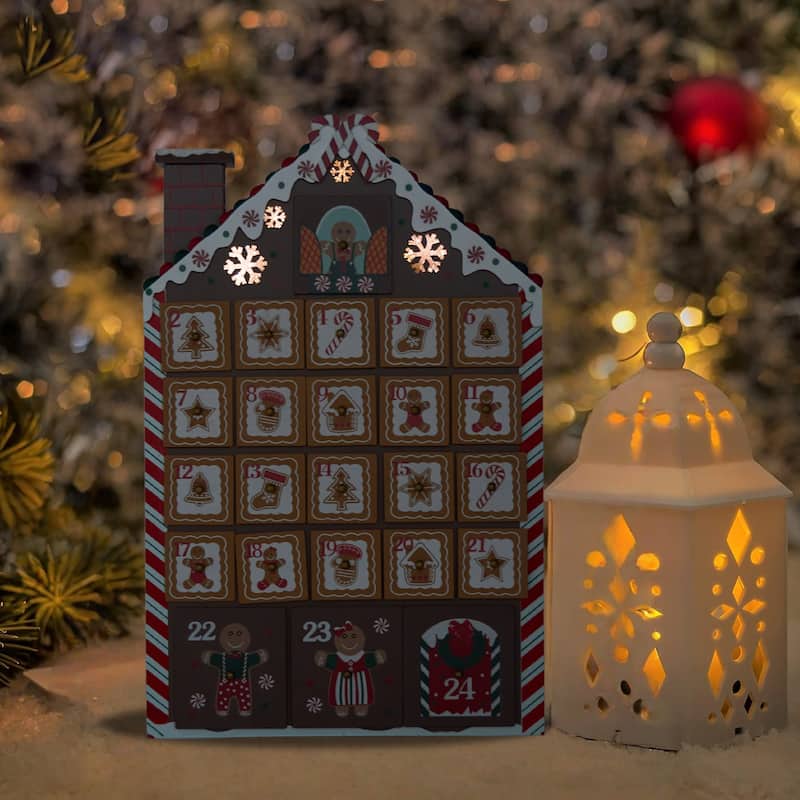 Gingerbread House Countdown Calendar - 24 Days of Christmas Surprises - Brown - Brown