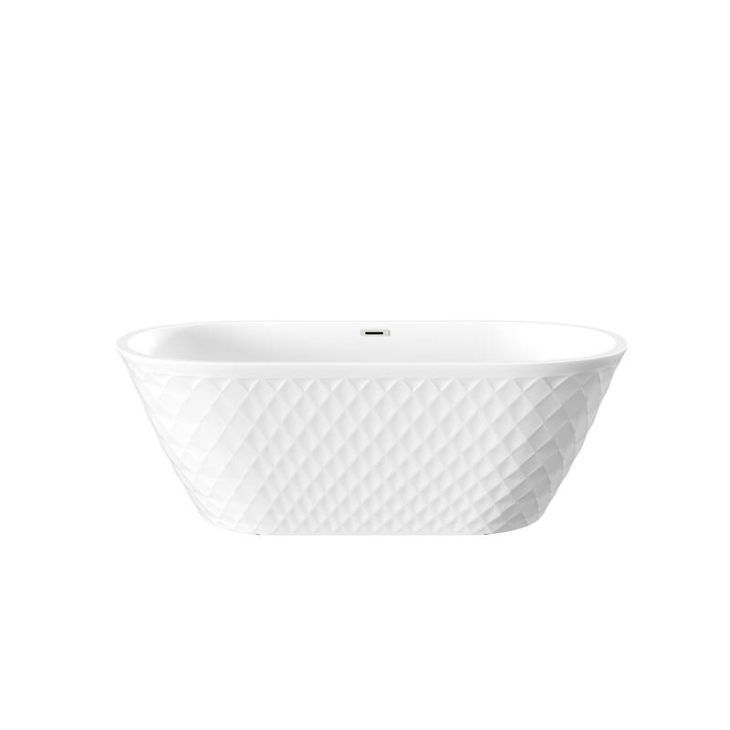 67" Gloss White Freestanding Acrylic Bathtub - Gloss White