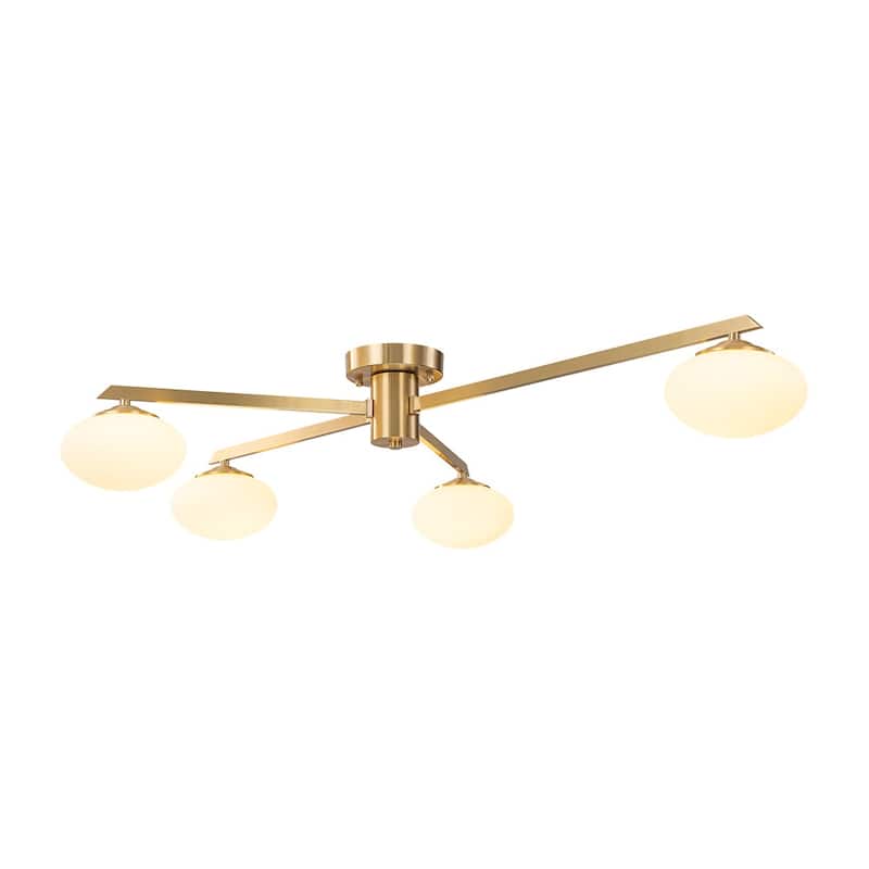Mid-century Modern Oval Glass Accents Semi-flush Mount