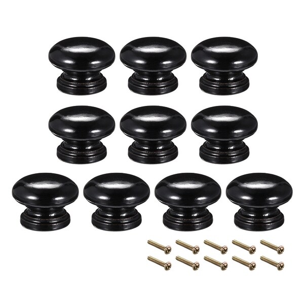 Round Pull Knob Handle 33mm Dia Cabinet Furniture Bedroom Kitchen Black 10pcs - 33mmx25mm(D*H)-10pcs