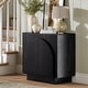 preview thumbnail 52 of 84, Iris Wooden Accent Cabinet, Sideboard Credenza or TV Stand with Arched Cabinet Doors and Adjustable Shelves Single - Black Oak