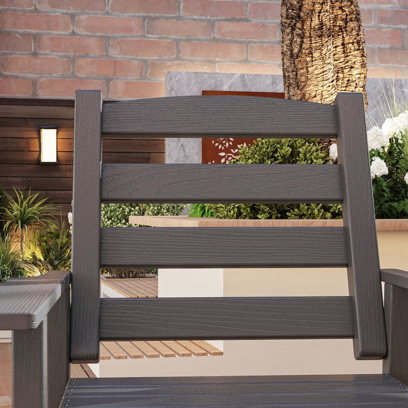 Set of 2 Outdoor Dining Chairs with Armrests, HDPE All Weather Patio Chairs, Waterproof UV Resistant Wood Grain Armchai