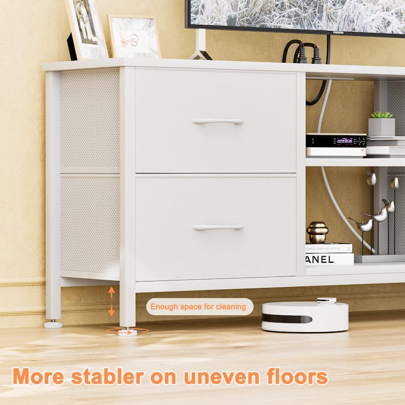 4 Drawer Dresser Fabric TV Stand Charging Station Chests of Drawers