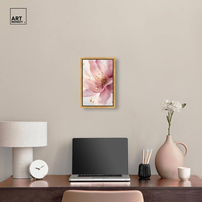 Pink and Gold Bloom Canvas by Art Remedy