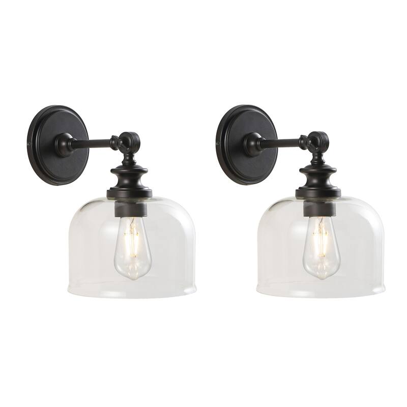 SAFAVIEH Lighting Dieke Wall Sconce - 8" x 9.5" x 11.5" - Oil Rubbed Bronze/Clear - 10Wx8Dx12H