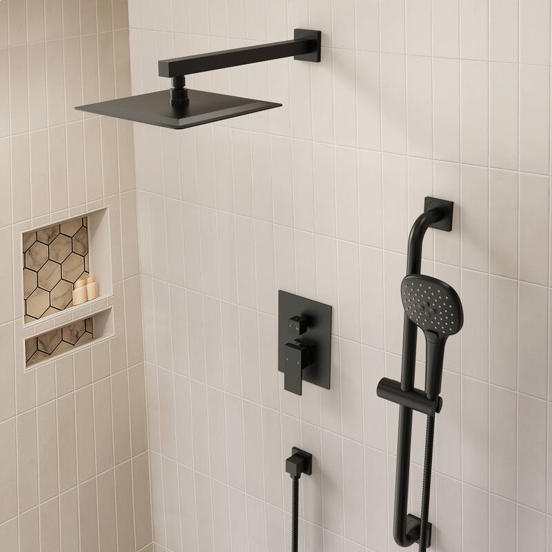 Pressure-Balanced Shower System ,10-Inch Rainfall Shower Faucet with 3-Function Handheld Shower