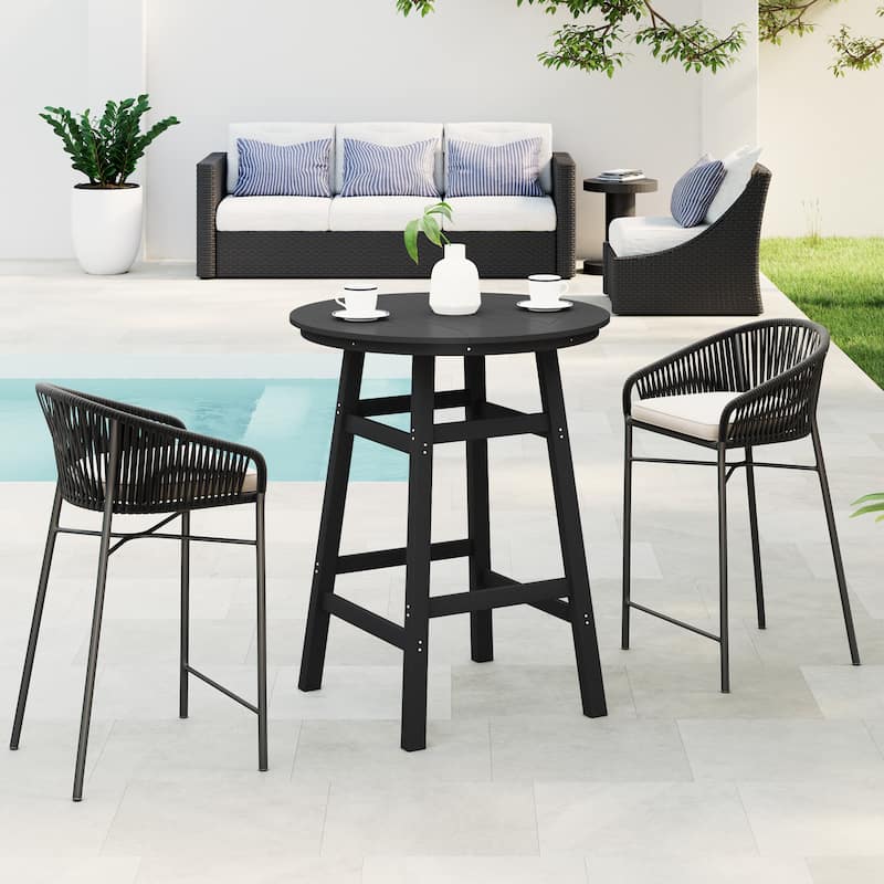 Polytrends Laguna Hdpe All Weather Outdoor Patio 35" Round Bar Table