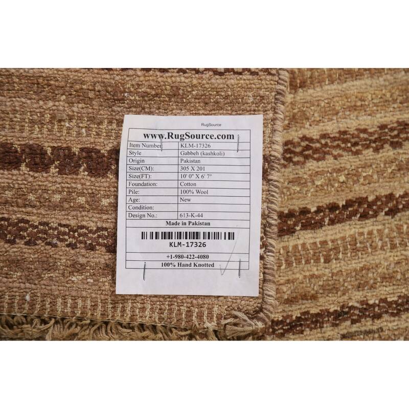 Striped Gabbeh Kashkoli Modern Wool Area Rug Hand-knotted Carpet - 6'7" x 10'0"