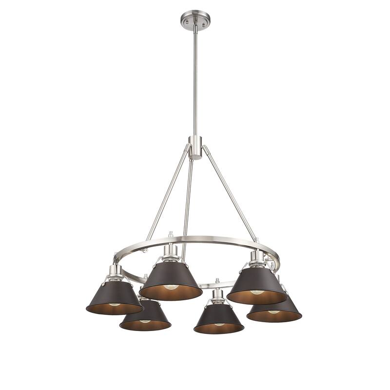 Orwell 6-Light Chandelier in Pewter with Rubbed Bronze - Silver