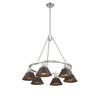 Orwell 6-Light Chandelier in Pewter with Rubbed Bronze - Silver