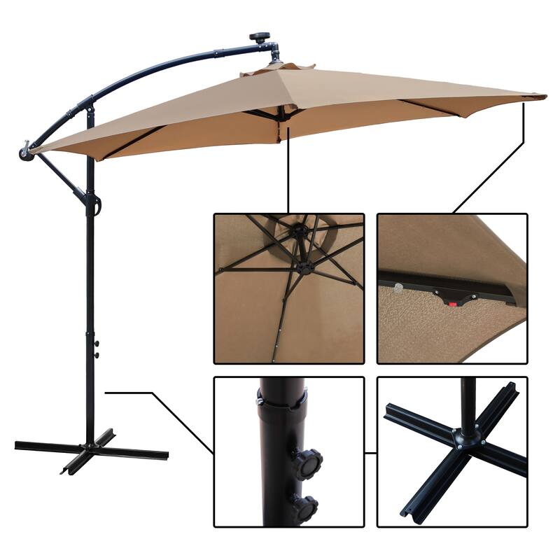 Maypex 10 Feet Solar Offset Outdoor Patio Umbrella