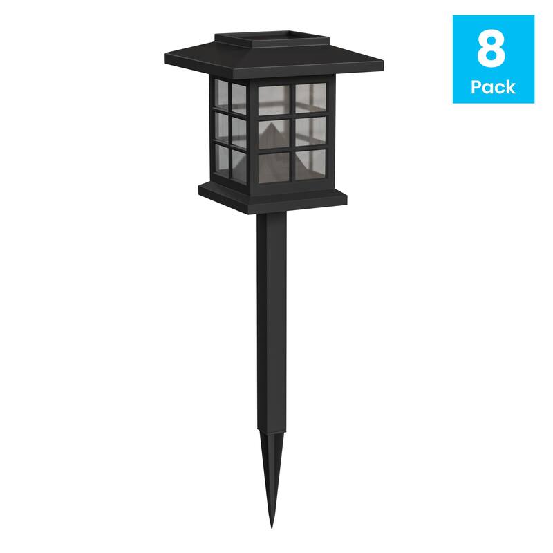 All - Weather Lantern Design Solar Powered LED Landscape Lights - Set of 8