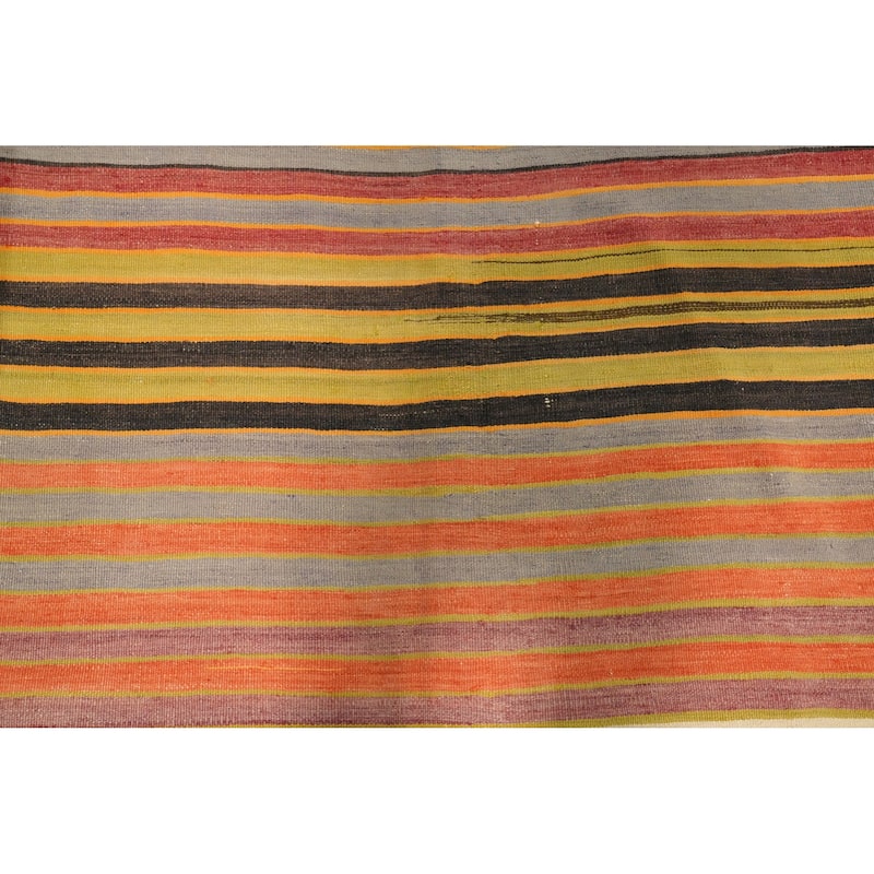 Hand Woven Oriental 100% Wool Carpet Southwestern Geometric Oranges & Rust Kilim Area Rug - 9' 10'' X 5' 4''