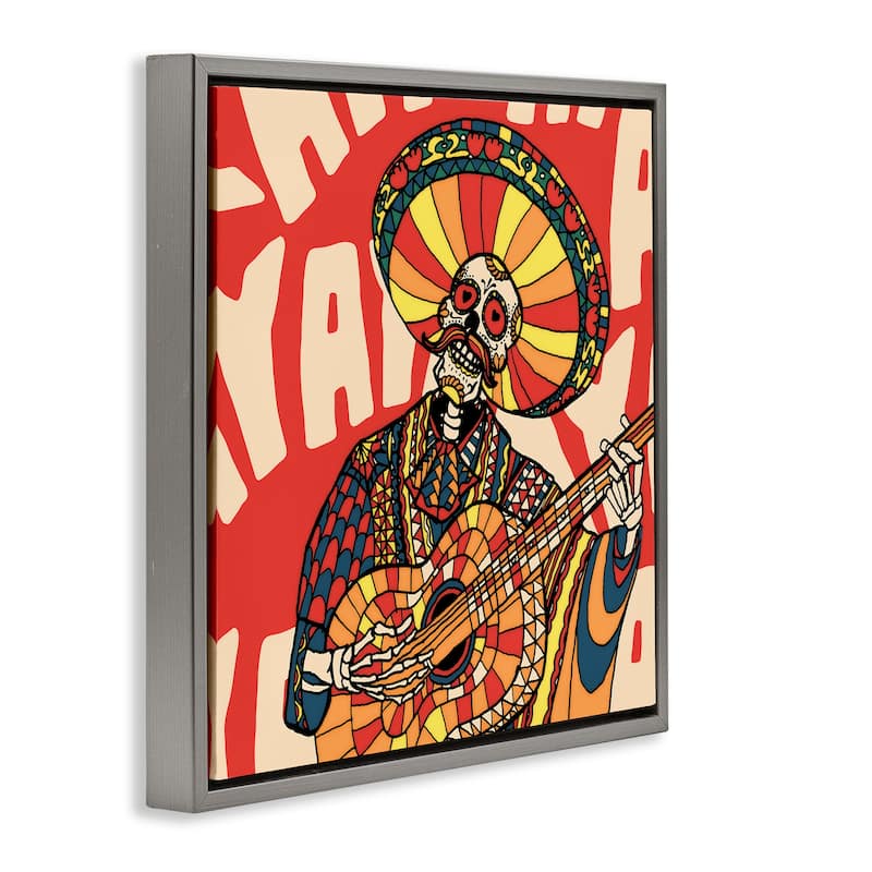 Stupell Day Of Dead Guitarist Skeleton Framed Floater Canvas Wall Art Design By Ali Gulec