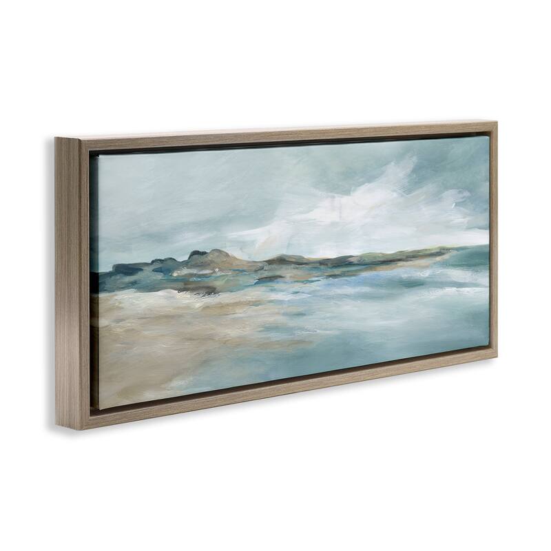 Stupell Blue Gradient Beach Scene Framed Floater Canvas Wall Art Design By Carol Robinson