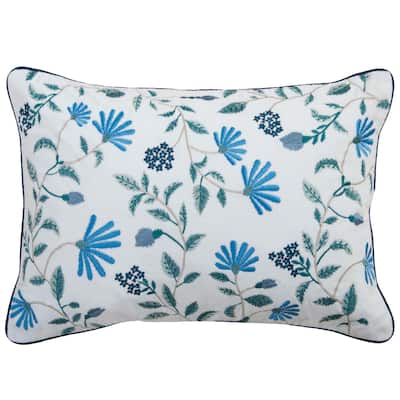 Rizzy Home Botanical Embroidered Throw Pillow