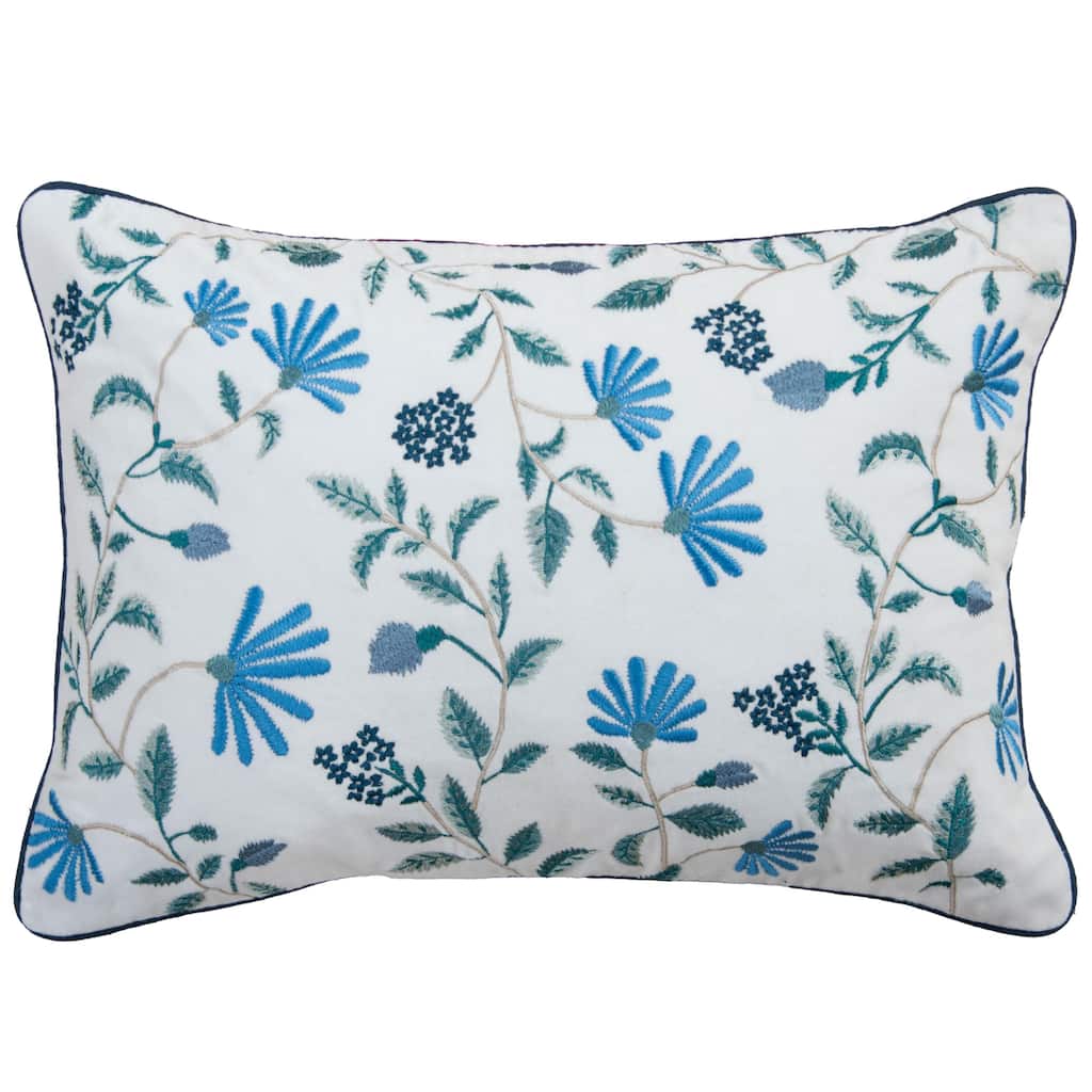 Rizzy Home Botanical Embroidered Throw Pillow, 14x20