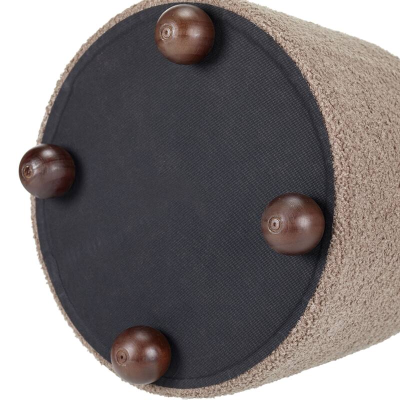 Modern Mushroom Round Ottoman with Storage and Plush Teddy Upholstery