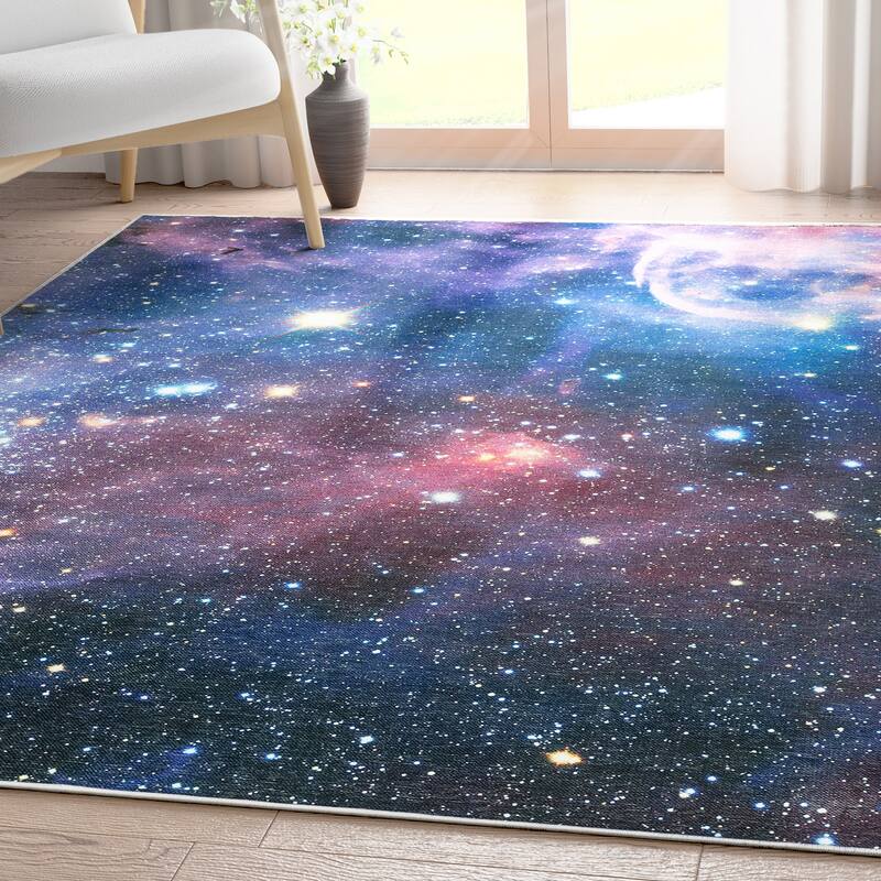 Well Woven Celestial Space Modern Abstract Kids Rug - 5' 3" x 7' 3" - Nebula Multi Color