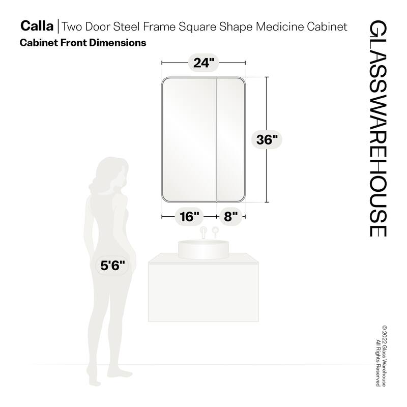 Glass Warehouse SC2-SQ-24X36 Calla 24" x 36" Framed Double Door
