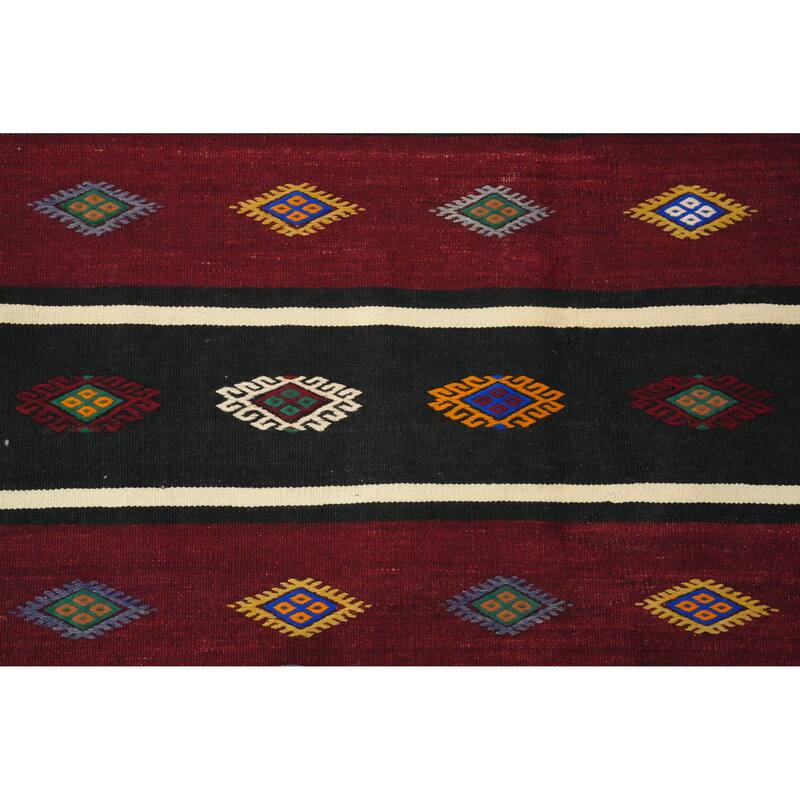 Hand Woven Oriental 100% Wool Carpet Southwestern Tribal Red Kilim Area Rug - 10' 5'' X 5' 8''