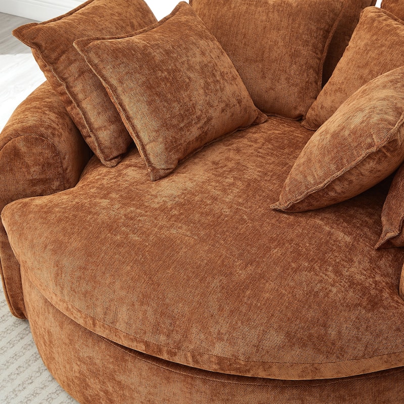 Round Chaise Lounge with Multiple Pillows by Harper&Bright Designs